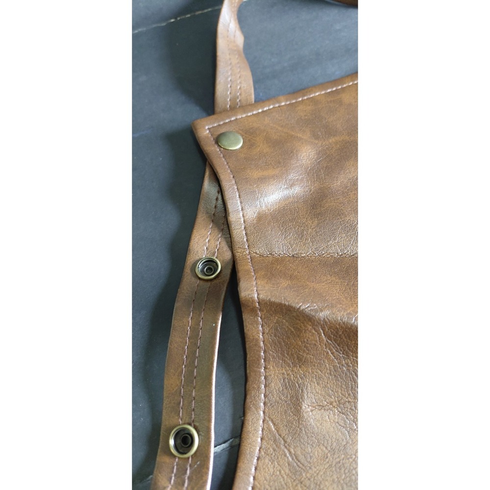 Men One Size heavy-duty marbled brown leather utility apron adjustable Straps - Picture 9 of 16